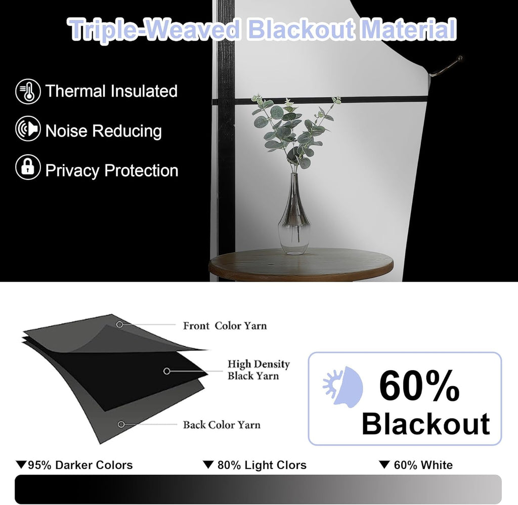Natural Blackout Curtains for Bedroom 63 Inch Length 2 Panels Set, Solid Thermal Insulated Energy Saving Rod Pocket Window Treatment Curtains Blackout Drapes, W40 x L63 Inch, Natural
