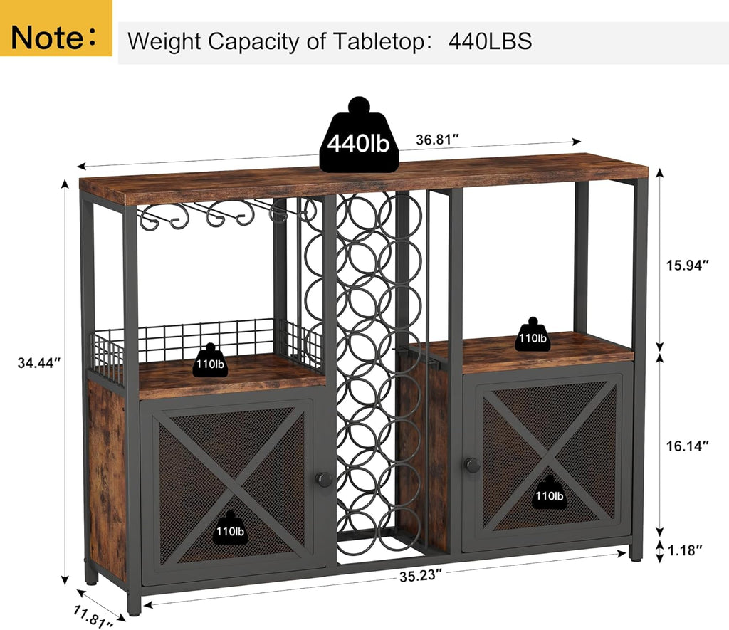 Mini Bars for Home, Wooden Coffee Bar Cabinet, Modern Liquor Cabinet for Liquor and Glasses, Farmhouse Buffet Wine Cabinet with Storage Sideboard for Home Kitchen Dining Room