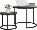 HOJINLINERO Round Coffee Table,Nesting Coffee Table Set of 2,Center Tables for Living Room,Office, Home Small Space,Stacking Side Tables,Sturdy and Easy Assembly,Wood Desktop,Brown,Large