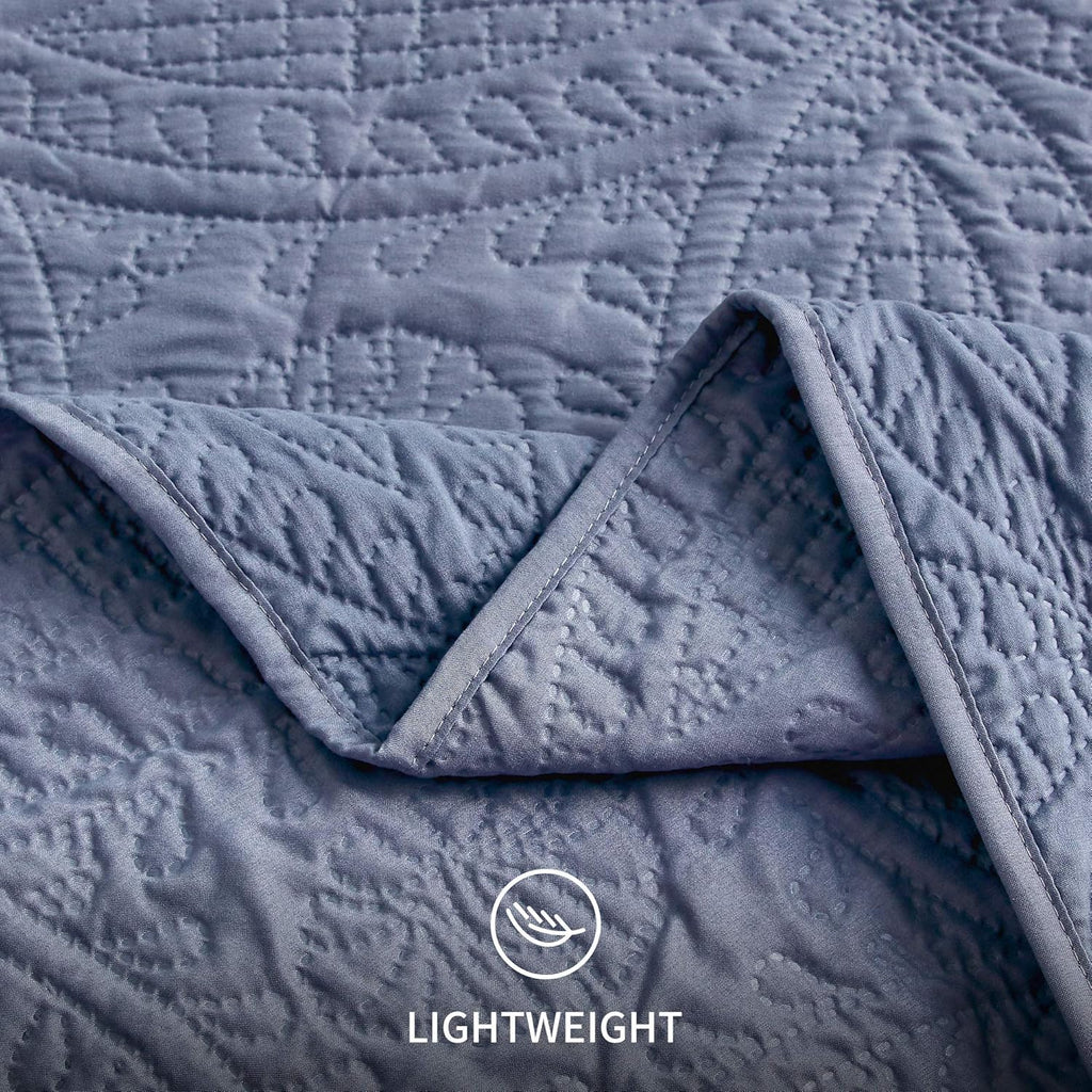 Love's cabin Quilts for Queen Bed Blue Bedspreads - Soft Bed Summer Lightweight Bedspread Comforter - Modern Style Coin Pattern Coverlet for All Season - 3 Pieces (1 Quilt, 2 Pillow Shams)
